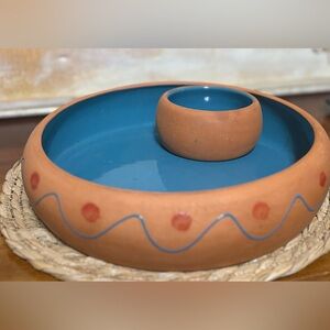 Vintage Himark Terra Cotta Chips & Salsa Bowl - Made in Portugal